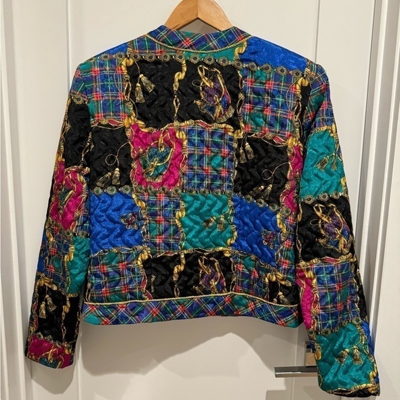 Women's Jackets size 12 multi color boho vintage patchwork maximalist glam D - Picture 4 of 9